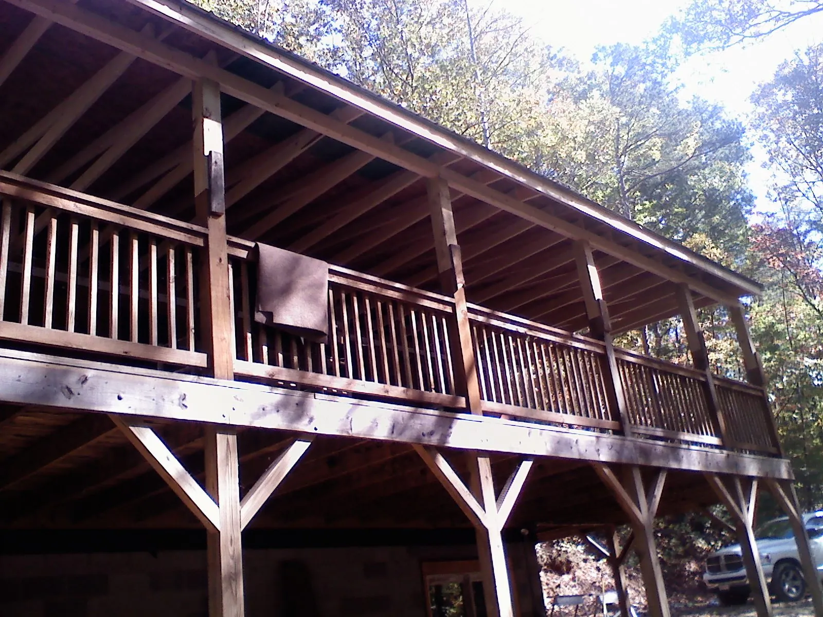 Timber framing under a new elevated porch and deck — Roof Leak Repair in De Pere by Roofing Brothers